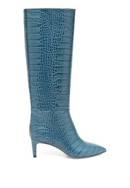 Paris Texas pointed-toe 60mm crocodile-effect leather boots - Blue