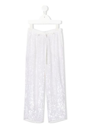 P.A.R.O.S.H. sequin-embelished loose-fit trousers - White