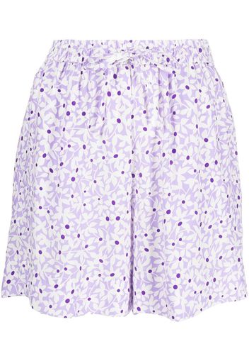 P.A.R.O.S.H. silk floral-print drawstring shorts - White