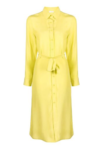 P.A.R.O.S.H. belted satin shirt dress - Yellow