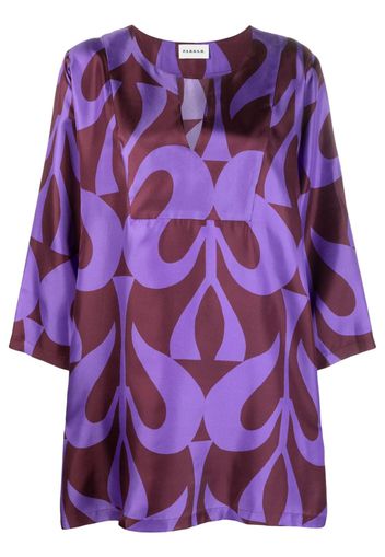 P.A.R.O.S.H. abstract-pattern silk minidress - Purple