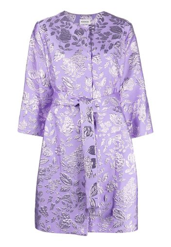 P.A.R.O.S.H. floral metallic-jacquard belted coat - Purple