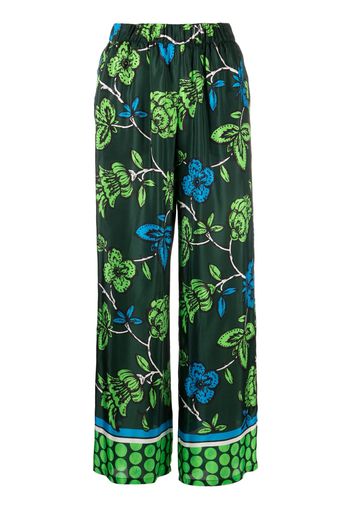P.A.R.O.S.H. floral-print silk trousers - Green
