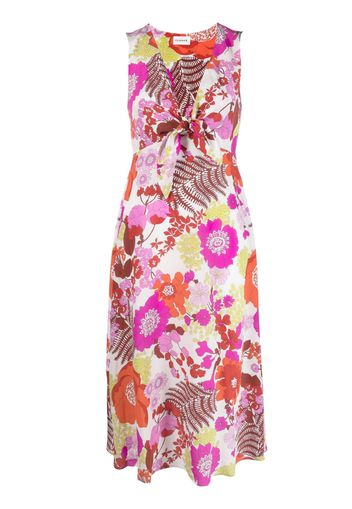 P.A.R.O.S.H. floral-print sleeveless silk dress - Red