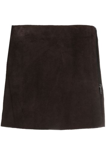 P.A.R.O.S.H. front-zip suede miniskirt - Brown