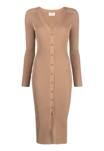 P.A.R.O.S.H. ribbed-knit button-up midi dress - Brown