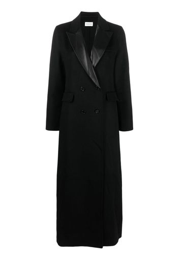 P.A.R.O.S.H. leather-trim double-breasted wool coat - Black