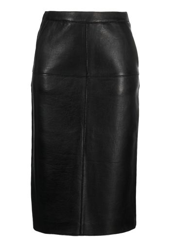 P.A.R.O.S.H. leather pencil midi skirt - Black