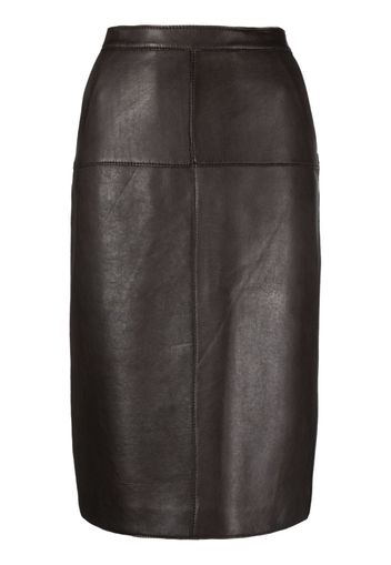 P.A.R.O.S.H. panelled leather pencil skirt - Brown