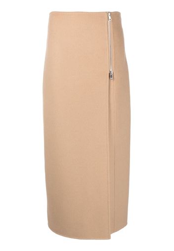 P.A.R.O.S.H. zip-up straight wool skirt - Neutrals