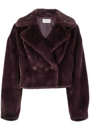 P.A.R.O.S.H. double-breasted cropped faux-fur jacket - Purple