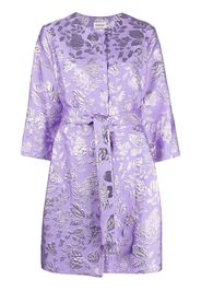 P.A.R.O.S.H. floral metallic-jacquard belted coat - Purple