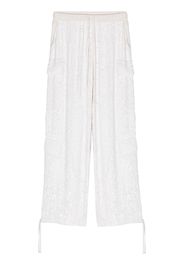 P.A.R.O.S.H. sequinned drawstring cargo trousers - White