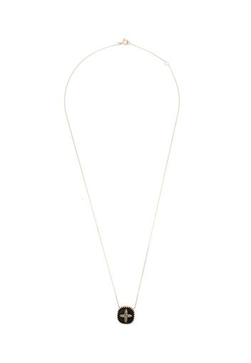 9K rose gold Bowie diamond cross necklace