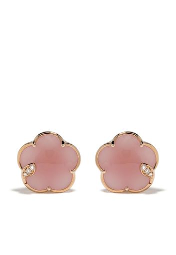 18kt rose gold Bon Ton rose quartz and diamond studs