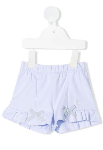 Patachou ruffle-trim cotton shorts - Blue