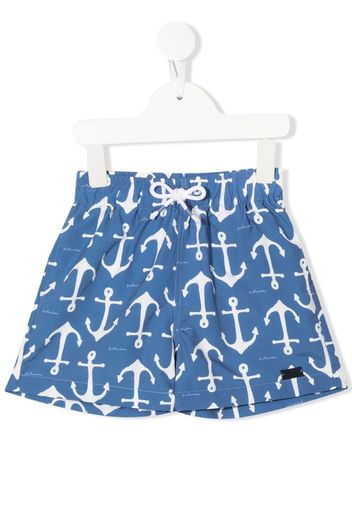 Patachou all-over anchor-print swim shorts - Blue