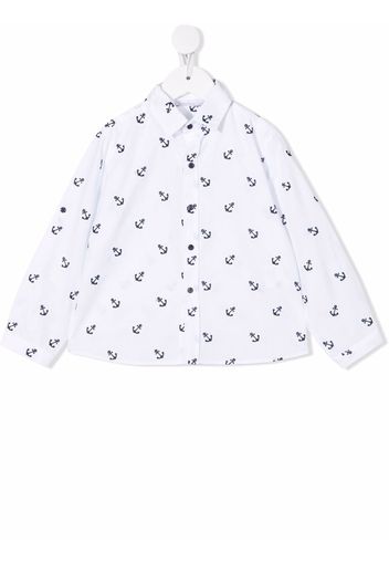 Patachou anchor-print cotton shirt - White