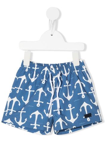 Patachou all-over anchor-print swim shorts - Blue