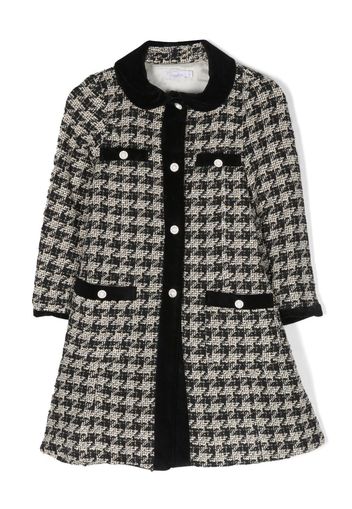 Patachou houndstooth-tweed single-breasted coat - Black