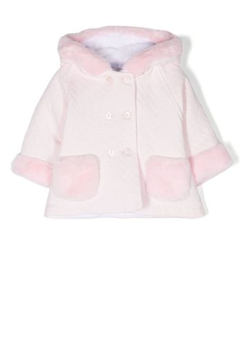 Patachou faux-fur double-breasted coat - Pink