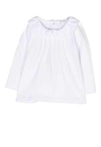 Patachou pleat-detail long-sleeve blouse - White