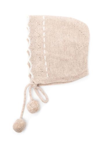 Patachou merino wool-blend knitted bonnet - Neutrals
