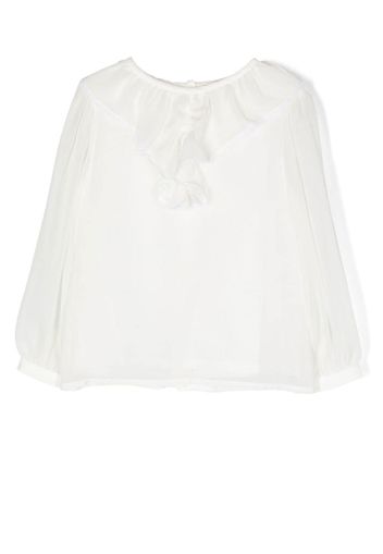 Patachou ruffled-collar chiffon blouse - White