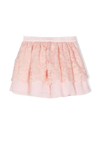 Patachou lace-trim mini skirt - Pink