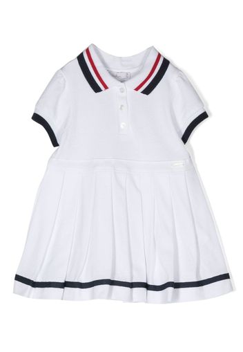 Patachou stripe-detail polo-collar dress - White