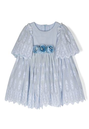 Patachou rose-detailing lace dress - Blue