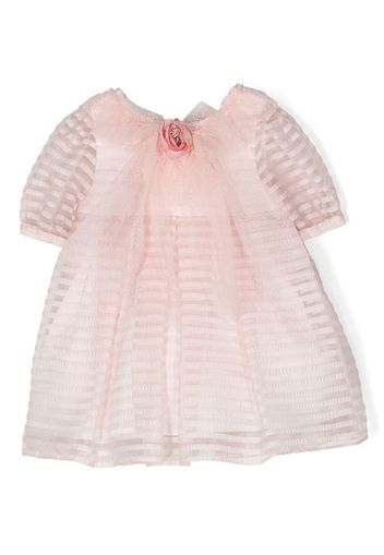 Patachou tulle-detail short-sleeved dress - Pink