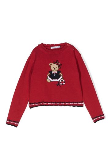 Patachou patterned intarsia-knit jumper - Red