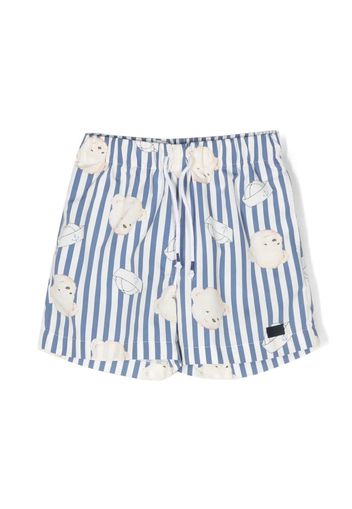 Patachou sailor bear-print swim shorts - Blue