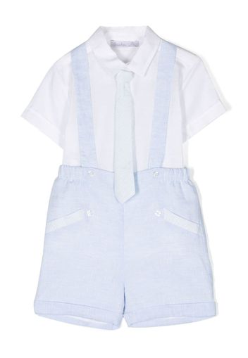 Patachou short-sleeved linen short set - White