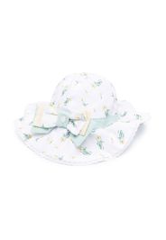 Patachou wide ribbon-detail sun hat - White