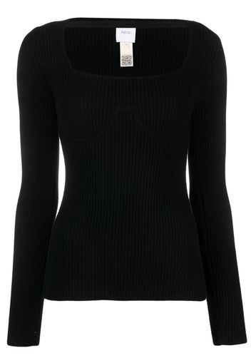 Patou long-sleeve knitted top - Black
