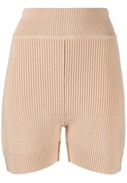 Patou ribbed-knit high-waisted shorts - Neutrals