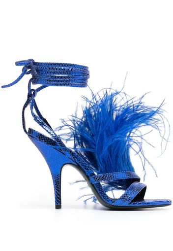 Patrizia Pepe 115mm ankle-tie leather sandals - Blue