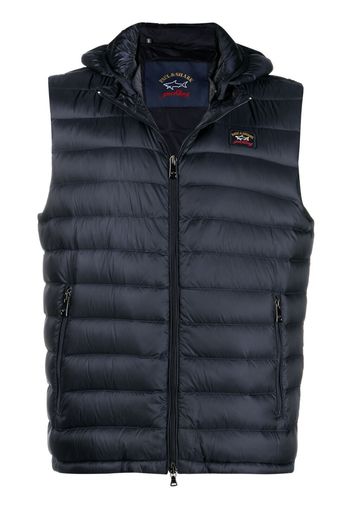 Paul & Shark detachable-hood ultralight vest - Blue