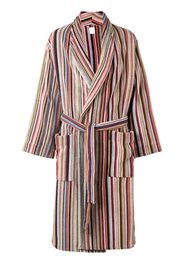 striped bathrobe