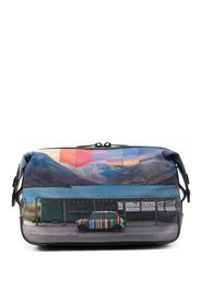 Paul Smith graphic-print zip-up wash bag - Black