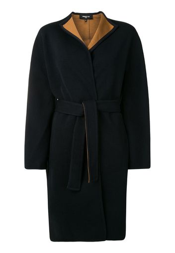 contrast lining belted coat