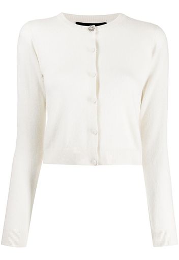 Paule Ka crystal-buckle cashmere cardigan - White