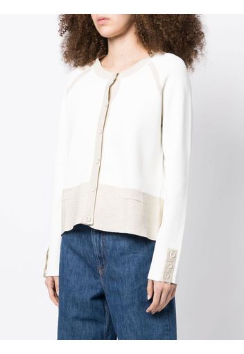 Paule Ka metallic-threaded two-tone cardigan - White