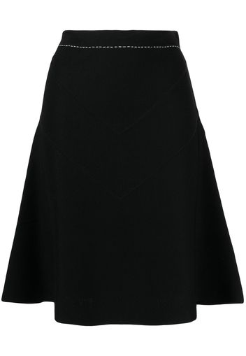 Paule Ka contrasting-stitch midi skirt - Black