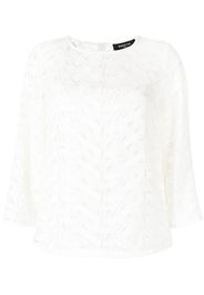 Paule Ka three-quarter sleeve guipure top - White