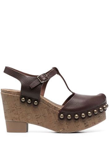 Pedro Garcia gem-detail 100mm cork-platform sandals - Brown