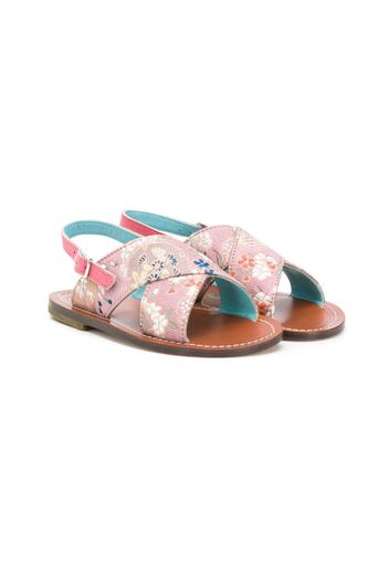 buckled floral sandals