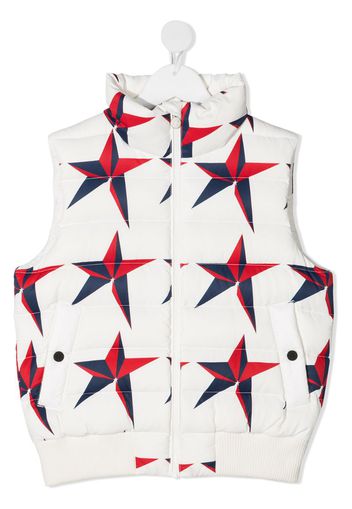 star-print quilted gilet